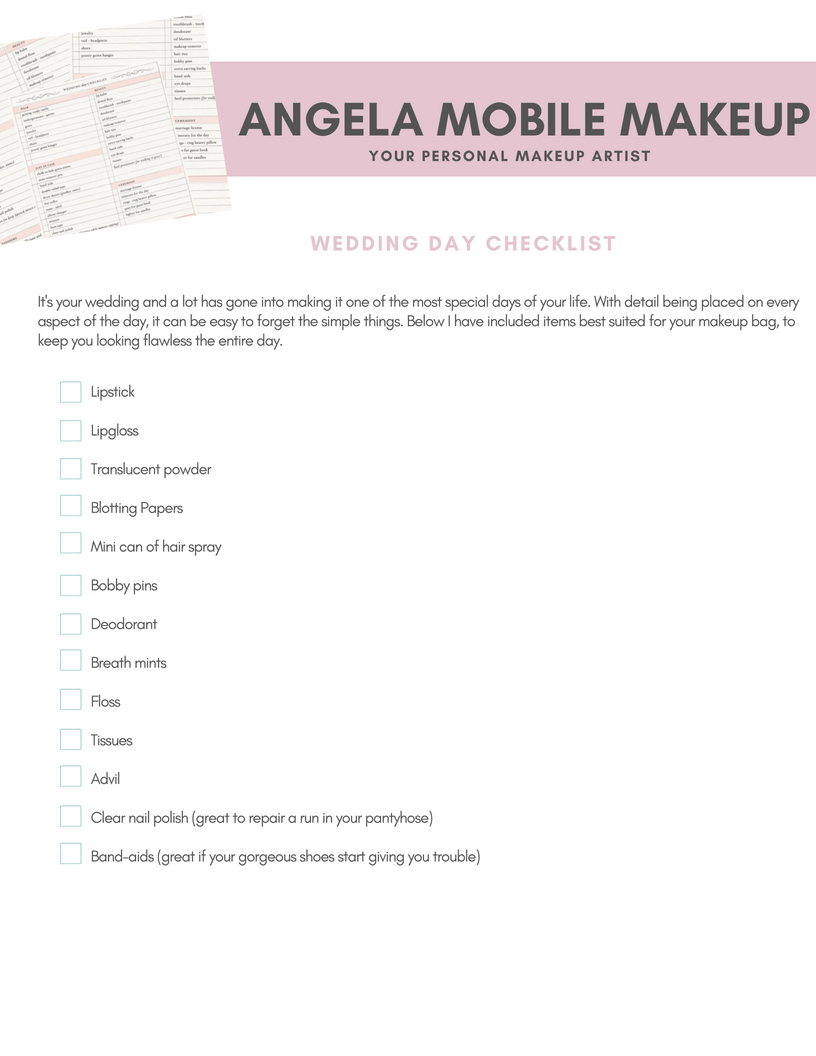 day of wedding checklist pdf