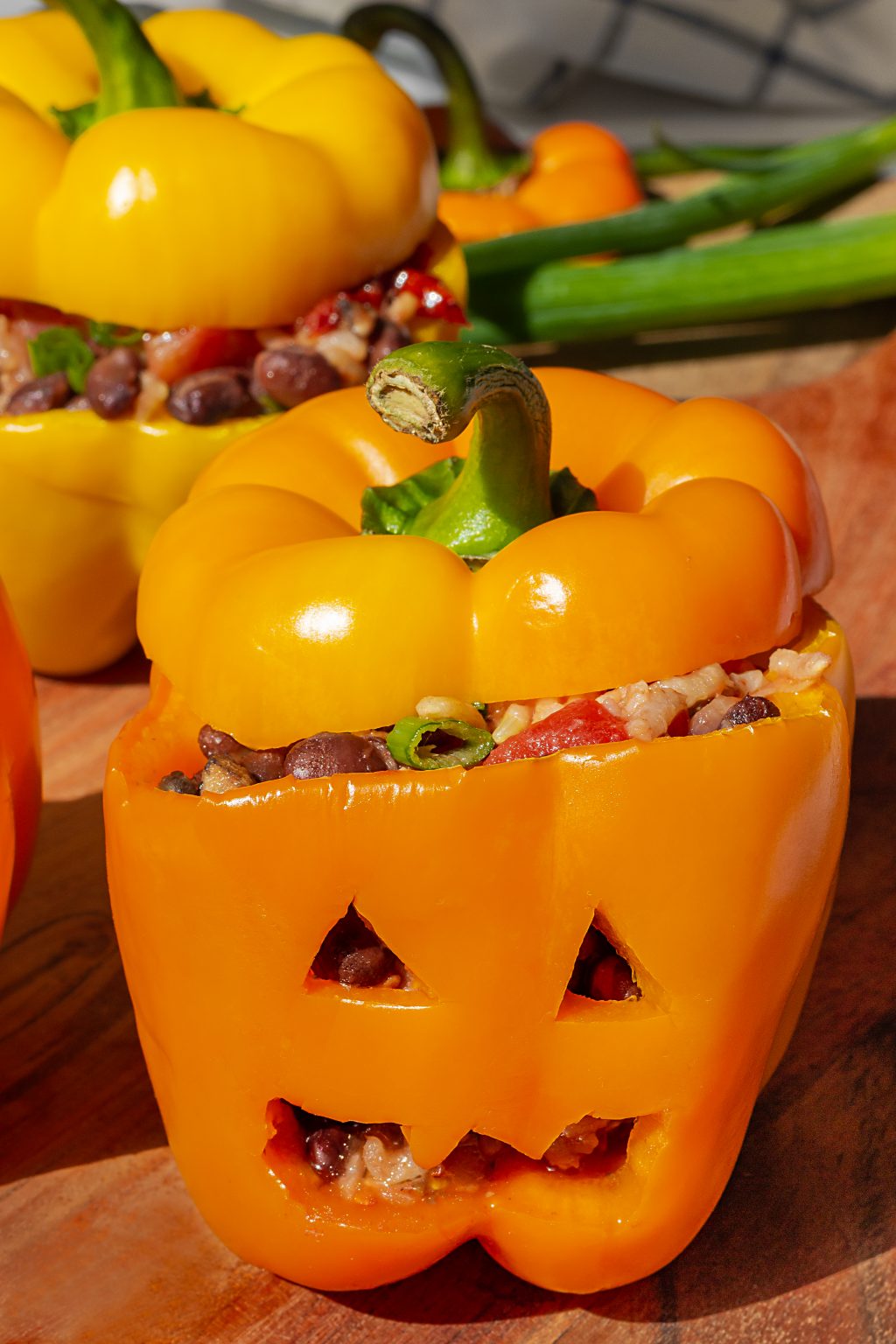 Healthy Halloween Jack-o’-Lantern Stuffed Bell Peppers - As Seen By Me ...